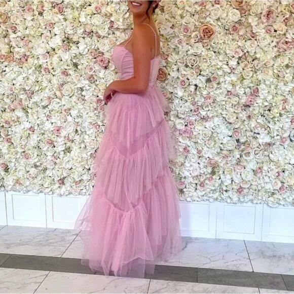 BCBGMAXAZRIA Corset Tulle Gown in Pink Tint - Picture 5 of 10